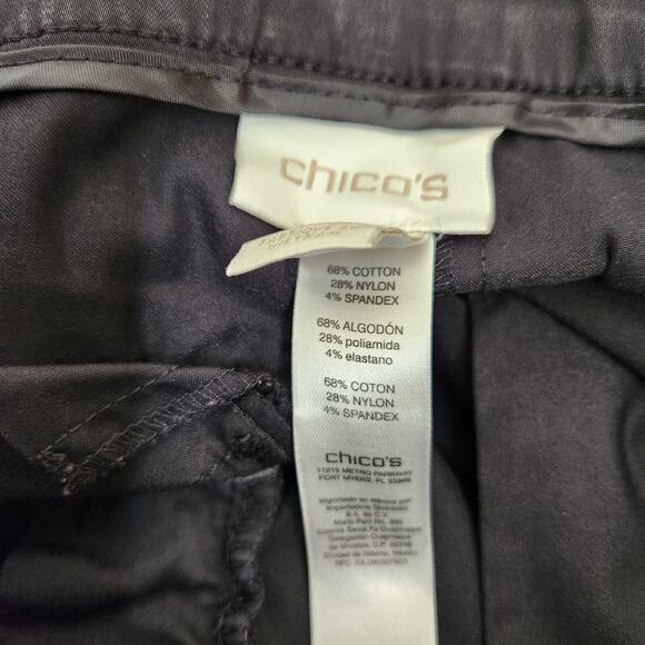 Chico's Pants Womens Size 0 Black Ankle Roll Tab Hem Pockets Stretch Casual - Picture 15 of 16